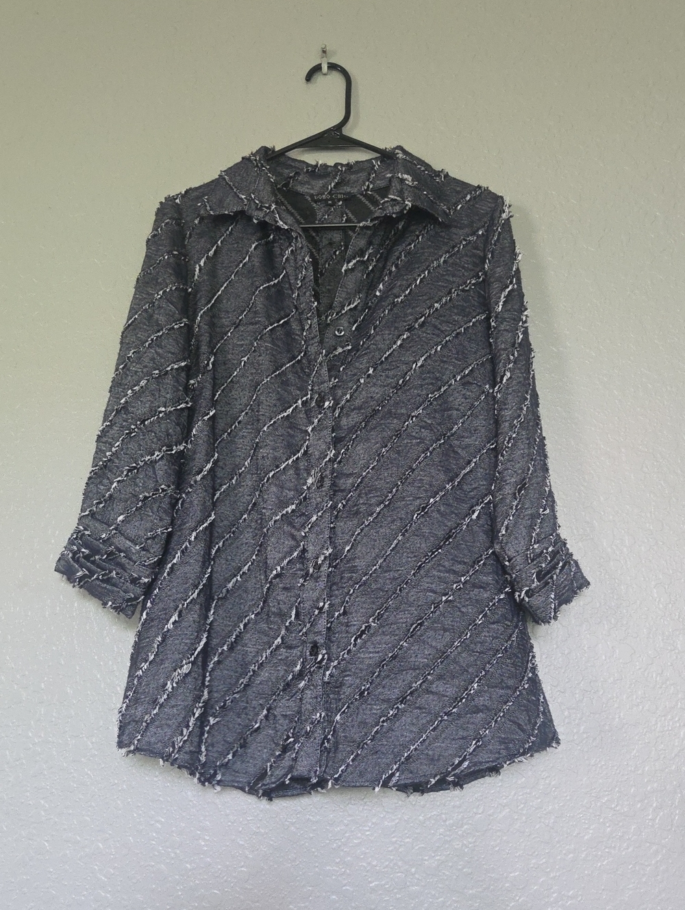Women's Textured Denim Button- Up Blouse